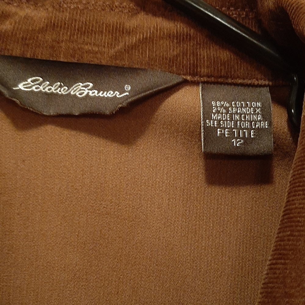 Eddie Bauer Chocolate Brown Fall Autumn Corduroy Blazer Size 12 Petite - Picture 3 of 7